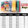 A package of heat shrink tubing bags with various diameters, lengths, and color options for wire protection.