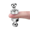 A hand holds a silver neodymium magnetic pushpin, showing its size and shape.