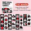 A set of large black and red color initiation flash cards for baby visual stimulation.