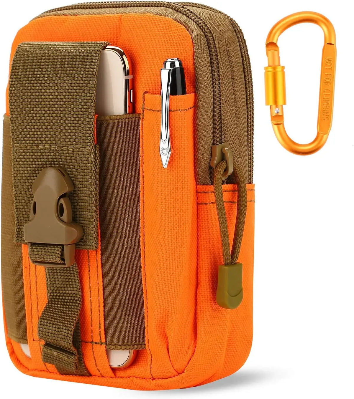 Heavy-Duty Tactical Utility Pouch with MOLLE Straps & Carabiner