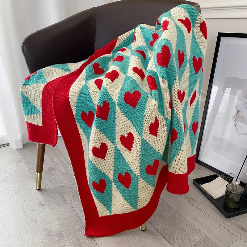 Herz-Jacquard-Decke