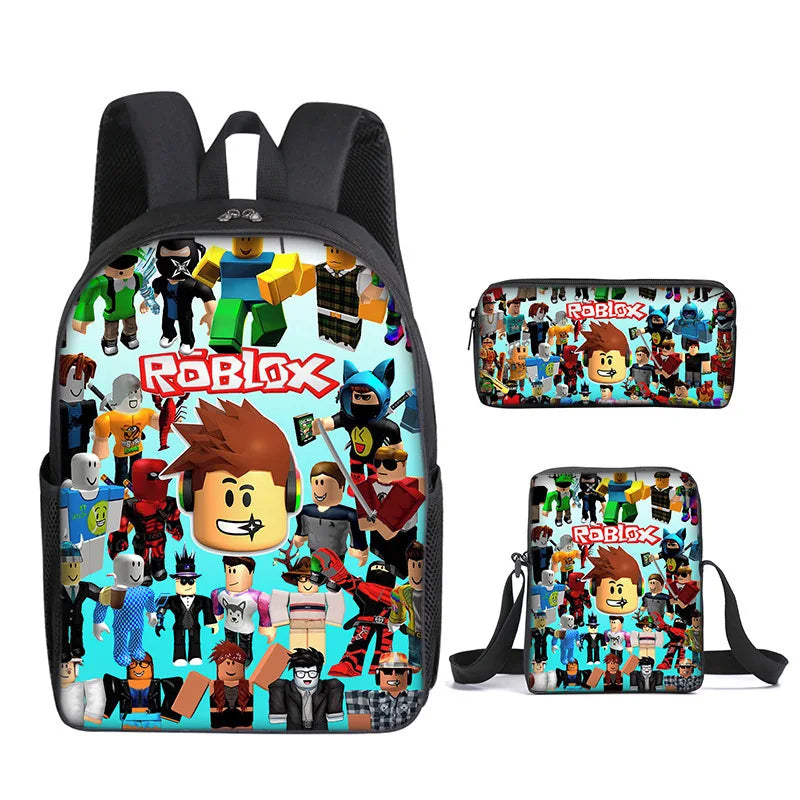 Roblox-Inspired 3-Piece Canvas Backpack Set