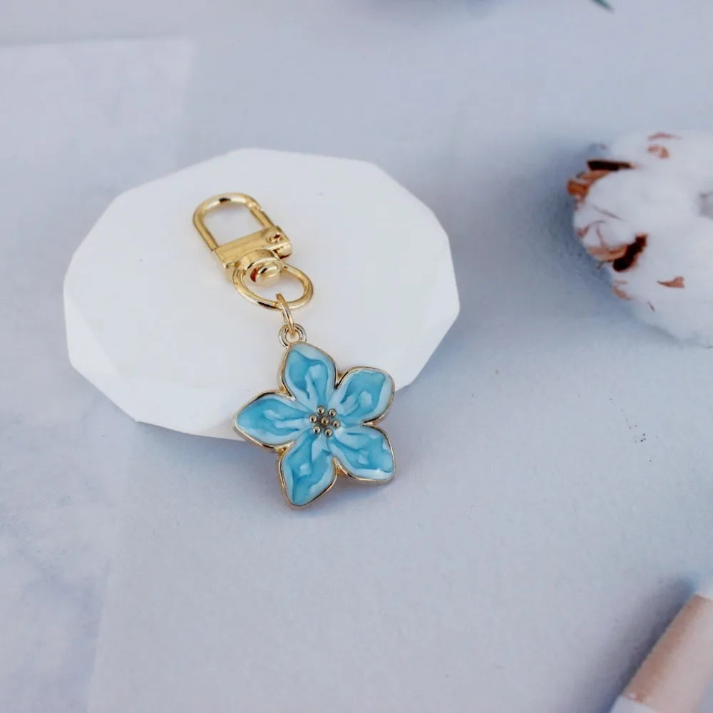 Colorful Flower Resin Keychain with Zinc Alloy Clip