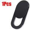A black privacy webcam cover slider for laptop and mobile devices, shown as a single piece.