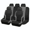 A set of black and gray two-tone car seat covers for a front seat.