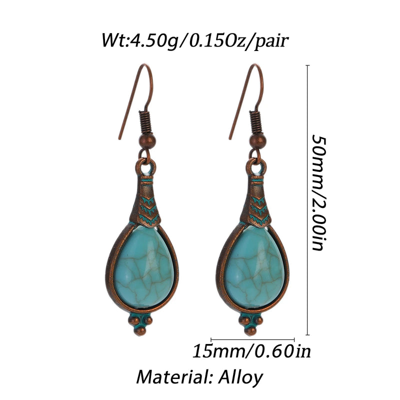 Boho Turquoise Geometric Drop Earrings