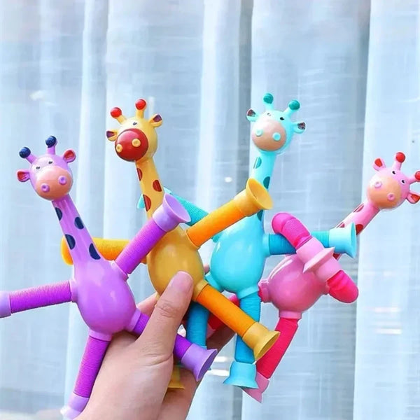Suction Cup Giraffe Pop Tube Toy
