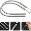A set of silver spring drawstring needle threader tools shown in various views.