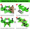 A set of green diamond hole saws and guides demonstrating the conversion from big bit mode to small bit mode.