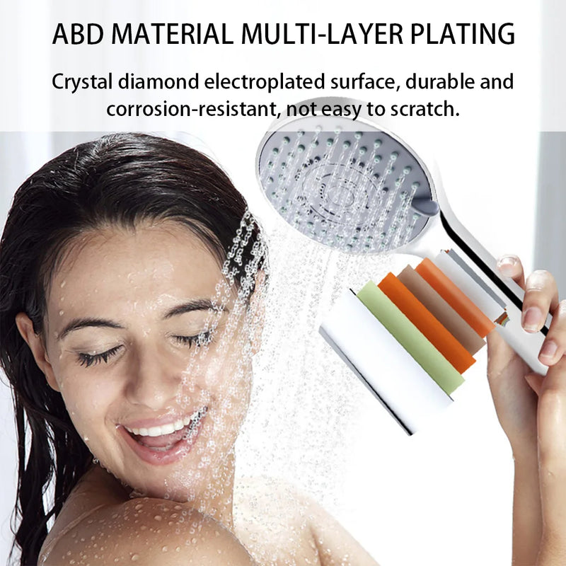 5-Mode Chrome Shower Head with Hose & Bracket