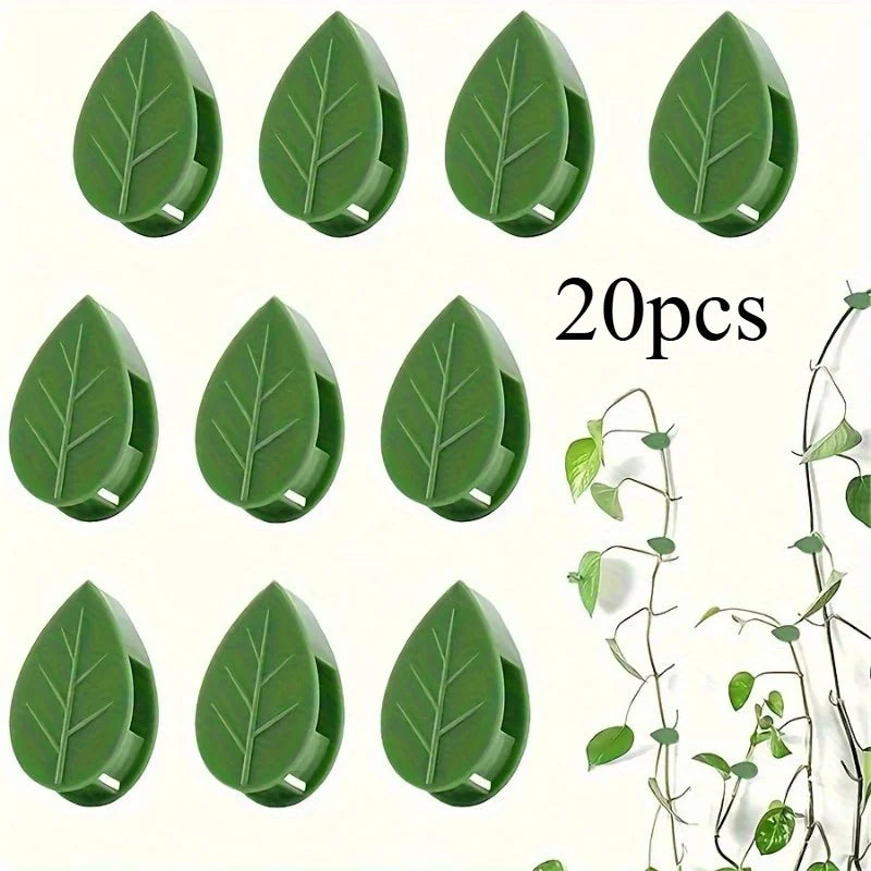 20 pieces of green invisible plant wall clips designed for supporting climbing vines.