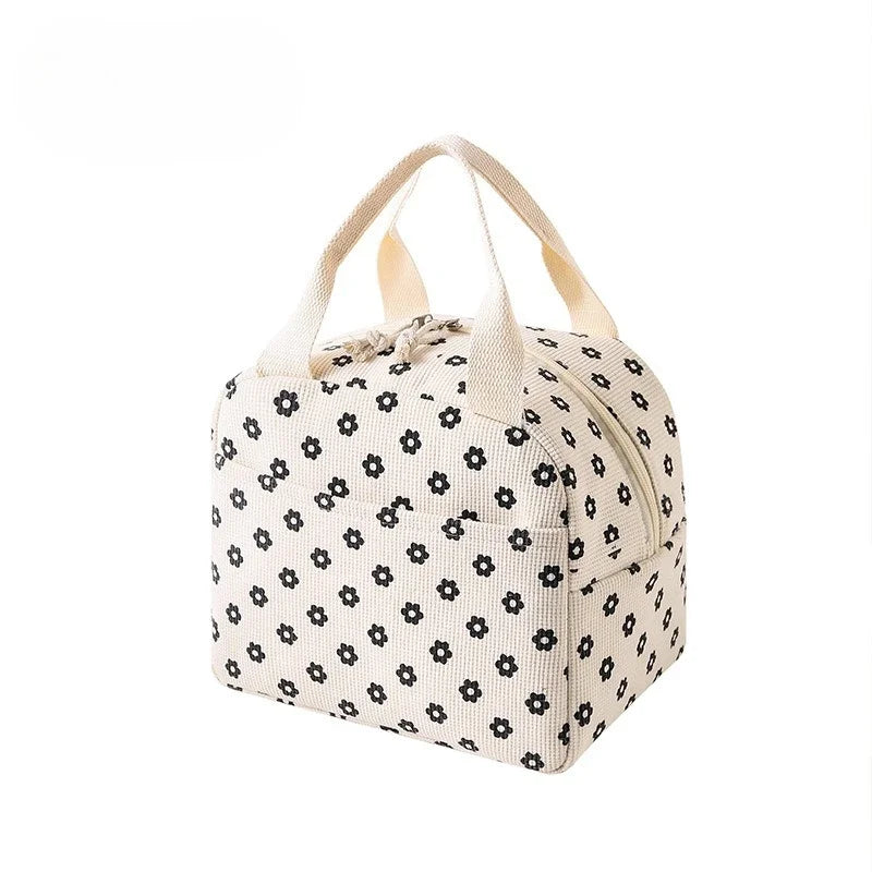 Isolier-Lunchtasche aus Cord mit Blumenmuster