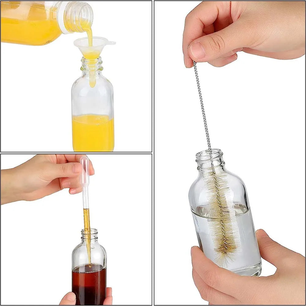 Mini Clear Glass Bottles with Lids for Potions, Shots & Essential Liquids