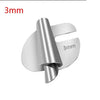 A silver universal rolled hemmer presser foot for sewing machines, marked with 3mm dimension.
