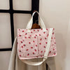 Strawberry Bowknot Canvas Tote Bag