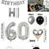 A kit for a balloon garland featuring silver and black foil numbers, balloons, and chocolate confetti.