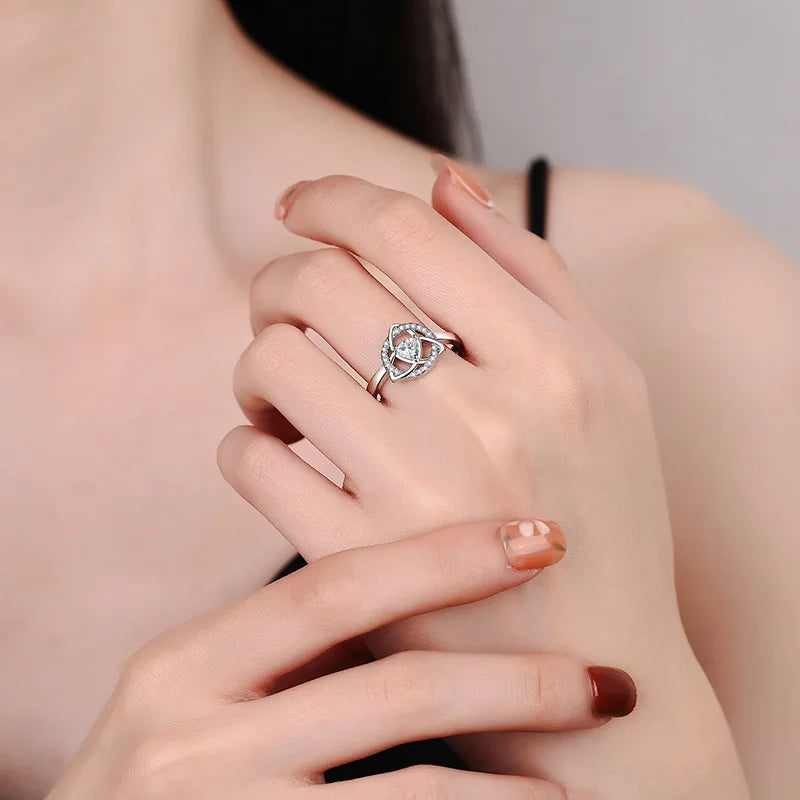 Triquetra Trinity Knot Ring with Cubic Zirconia