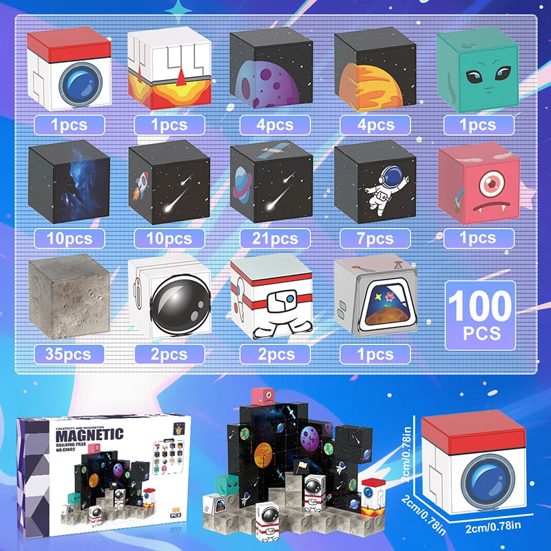 Space Theme Magnetic Building Blocks Set