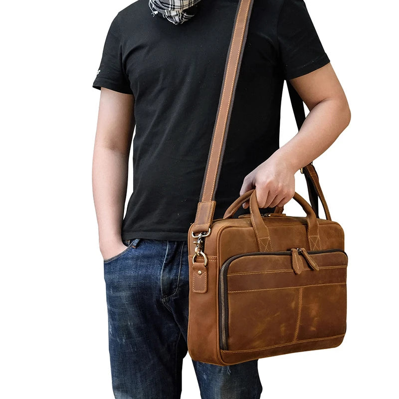 Vintage Genuine Leather Executive Laptop Briefcase
