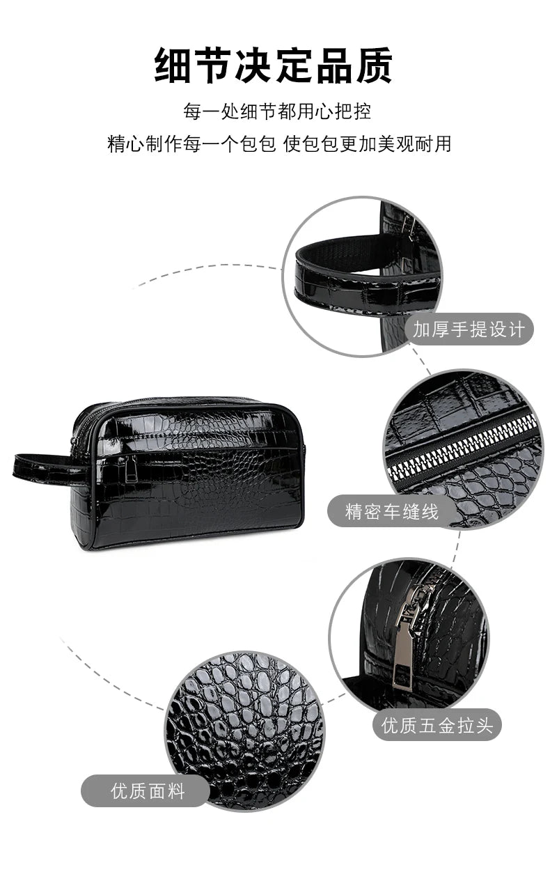 Vintage Leather Men's Clutch Bag with Detachable Waist Strap