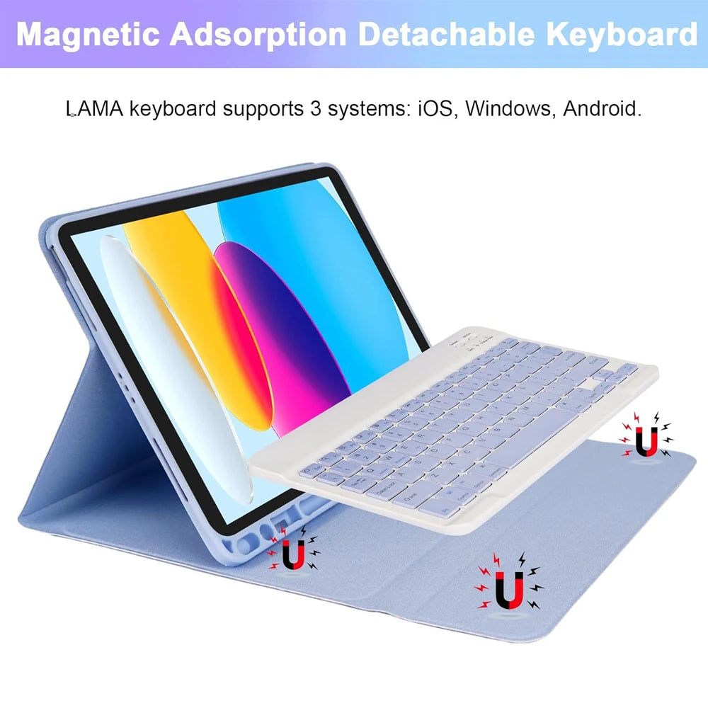 Detachable Keyboard Case for iPad 10th Gen and iPad 11th Gen (A16)