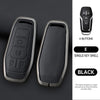 A black single key shell car key case cover with four buttons shown in a close-up view.