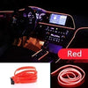 A coiled red flexible USB-powered neon accent light strip for car and home use.