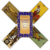 A set of tarot cards featuring illustrations from the Rider-Waite deck, including cards labeled VII and XII.