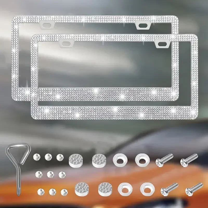 Crystal Rhinestone License Plate Frame for Cars