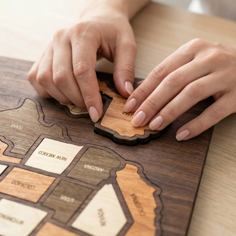 Wooden US Travel Map Puzzle Wall Art