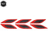 A set of six red reflective carbon fiber car styling strips.