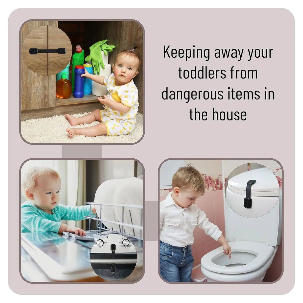 Child Safety Cabinet Locks – Adhesive Baby Proofing Straps for Drawers, Fridges, Toilets & More