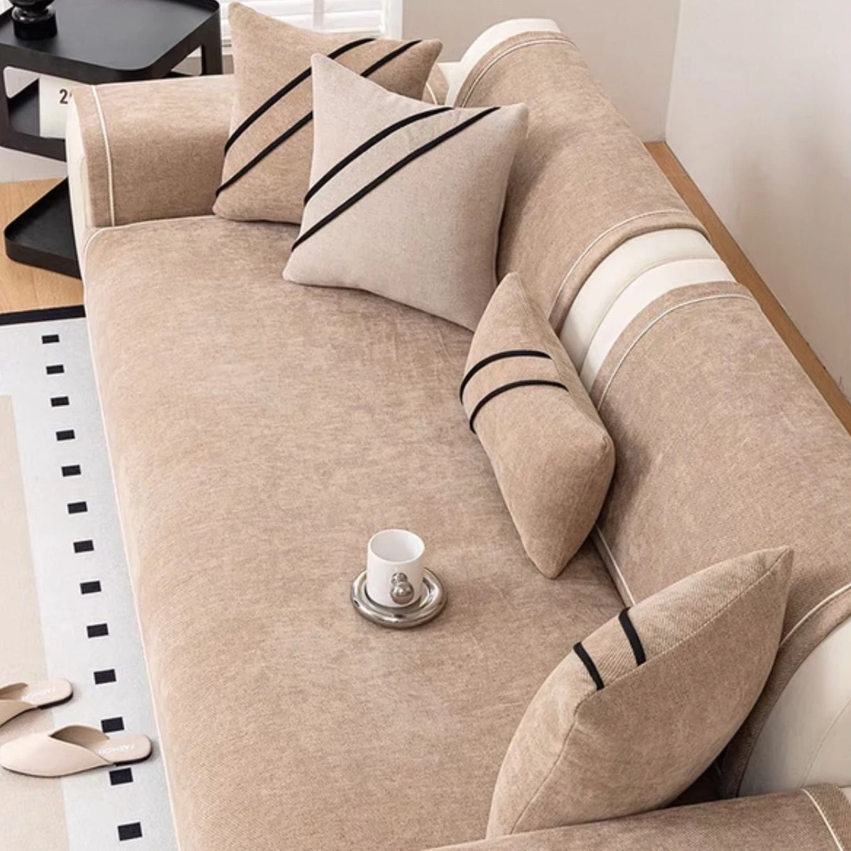 Luxurious Chenille Sofa Cover with Anti-Slip Backing