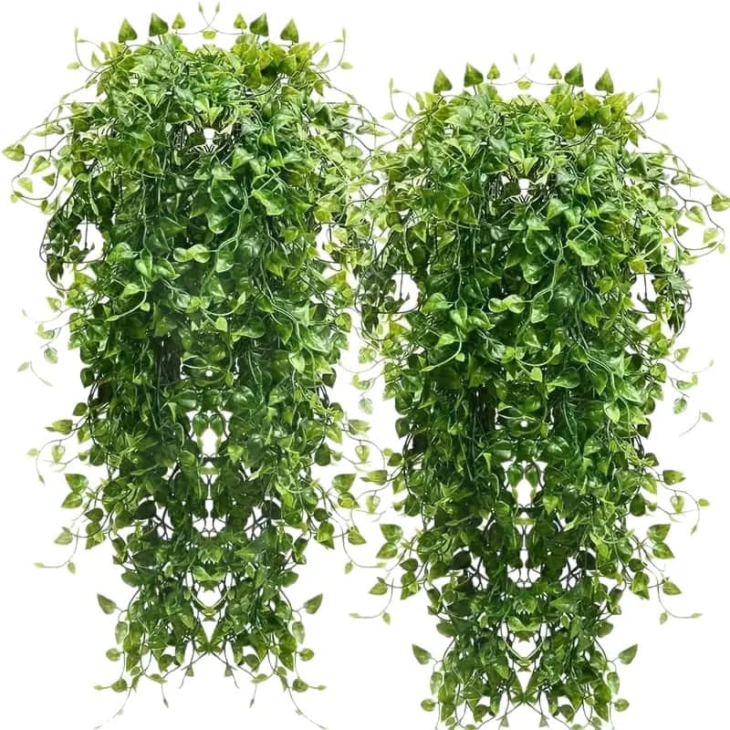 Artificial green hanging vine with lush faux greenery for indoor and outdoor decor