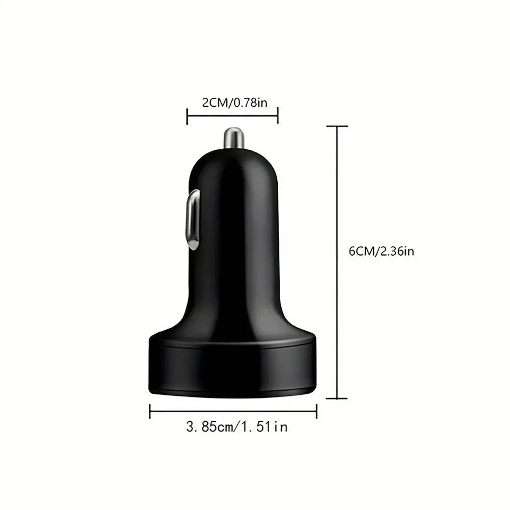 A black 6-port USB-C car charger with a digital voltage display shown from the side.