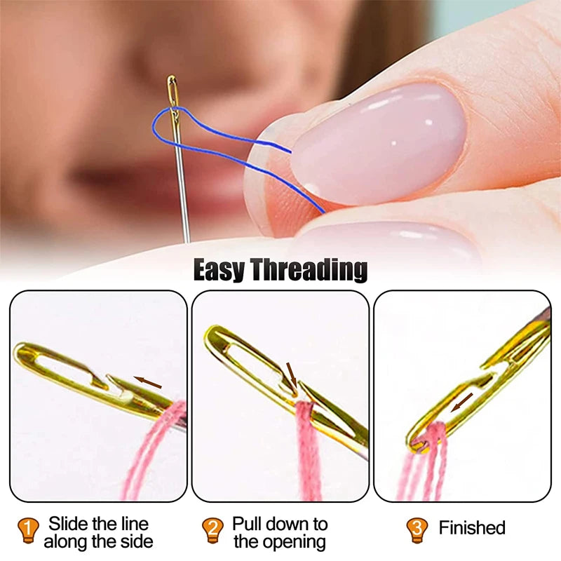 Easy-Threading Stainless Steel Sewing Needles Set (30-Pack)