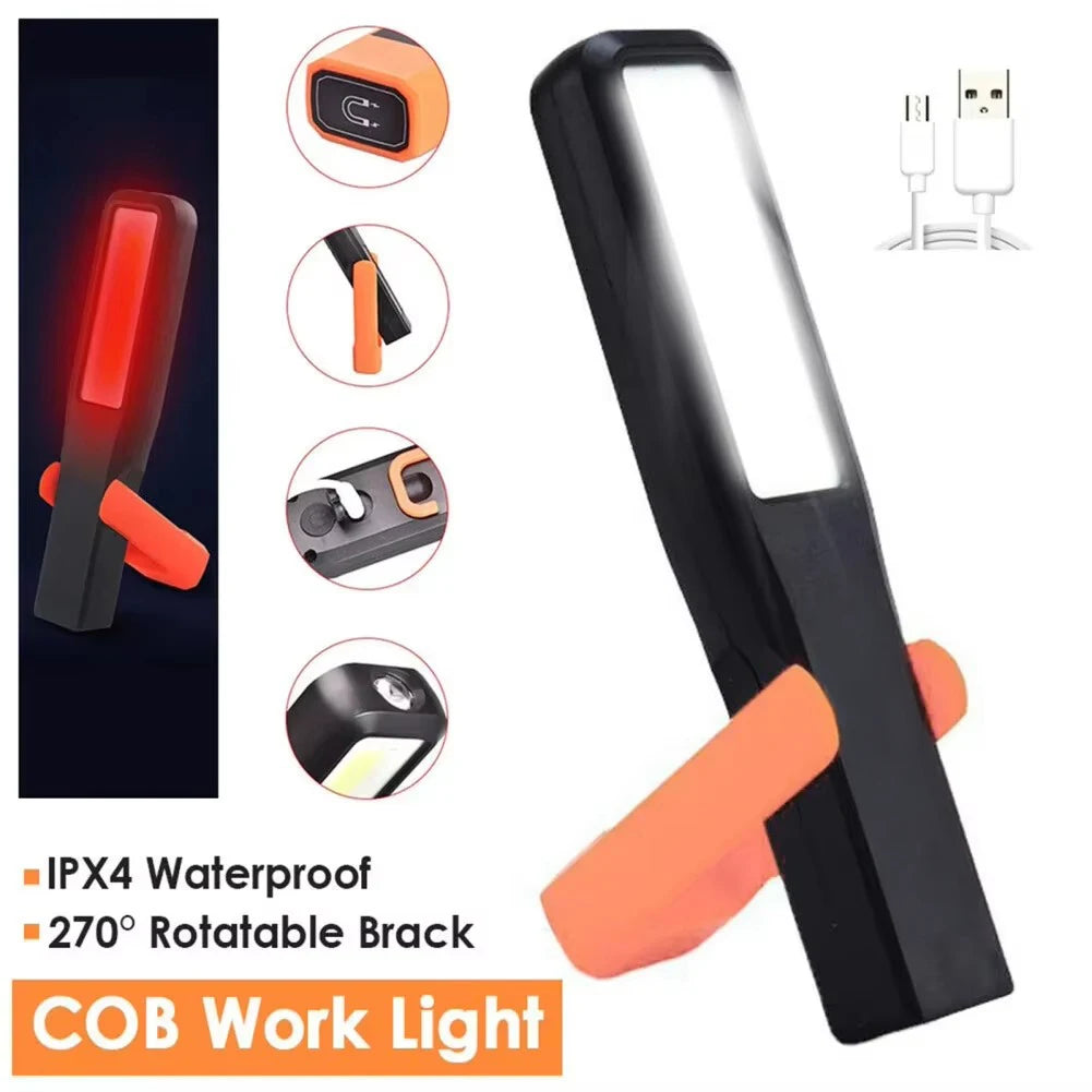 Rechargeable COB Work Light with Magnetic Base and Hanging Hook