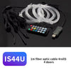A set of 1m fiber optic cables and a remote control for an RGB music-sync car interior LED light strip.