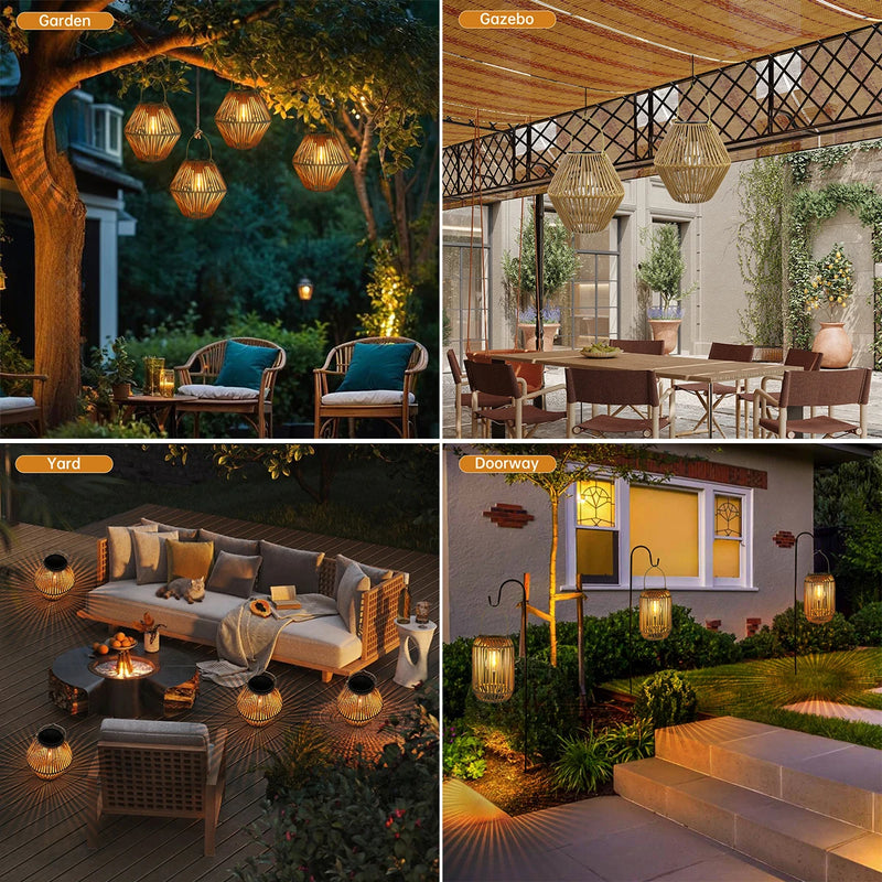 Solar-Powered Rattan Lantern