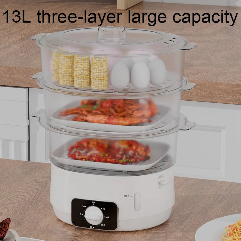 13L Electric Food Steamer with Timer