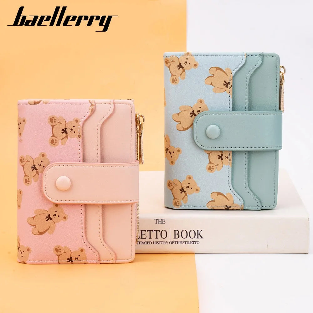 Compact PU Leather Wallet for Women with Card Slots and Coin Pocket