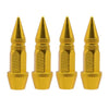 A set of five gold-colored universal bullet head screws for tires and valves.