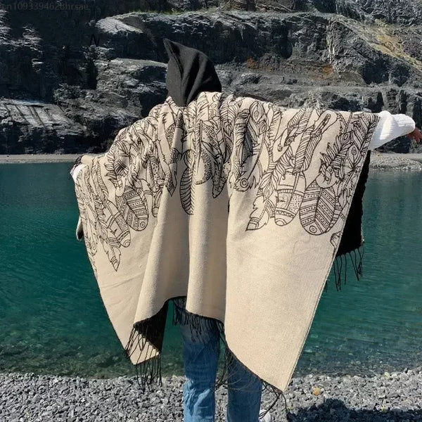 Herren Vintage Fransen-Cape-Mantel