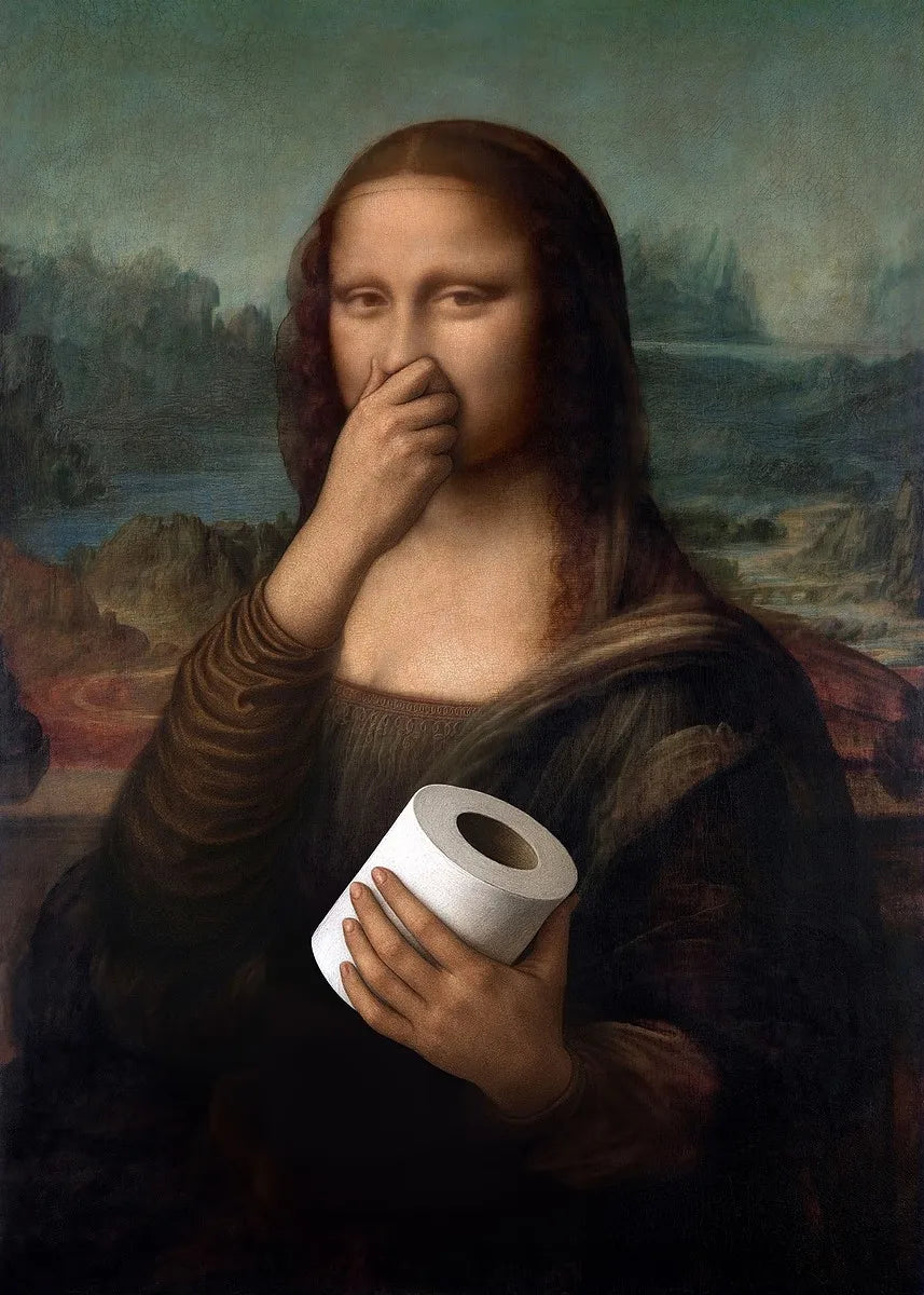 Mona Lisa Funny Bathroom Wall Art Canvas Print