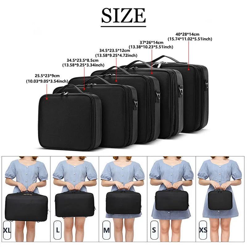 Large Capacity Waterproof Makeup Bag with Zipper Closure