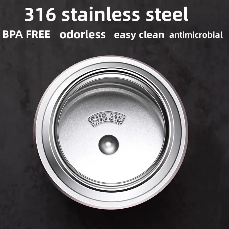 316 Stainless Steel Insulated Food Jar with Foldable Spoon