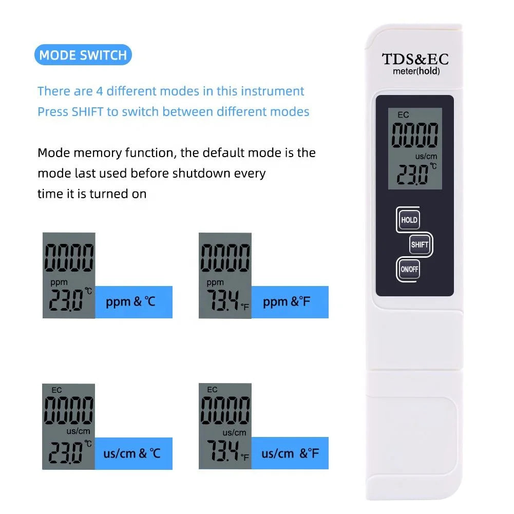 3-in-1 Digital Water Quality Tester with LCD Display