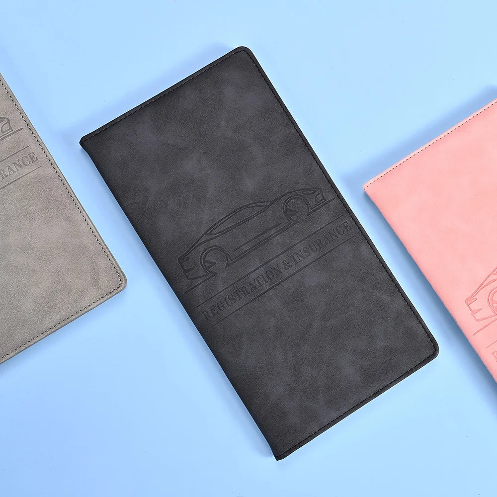 Car Registration & Insurance Card Holder – Leather Document Organizer for Glove Box