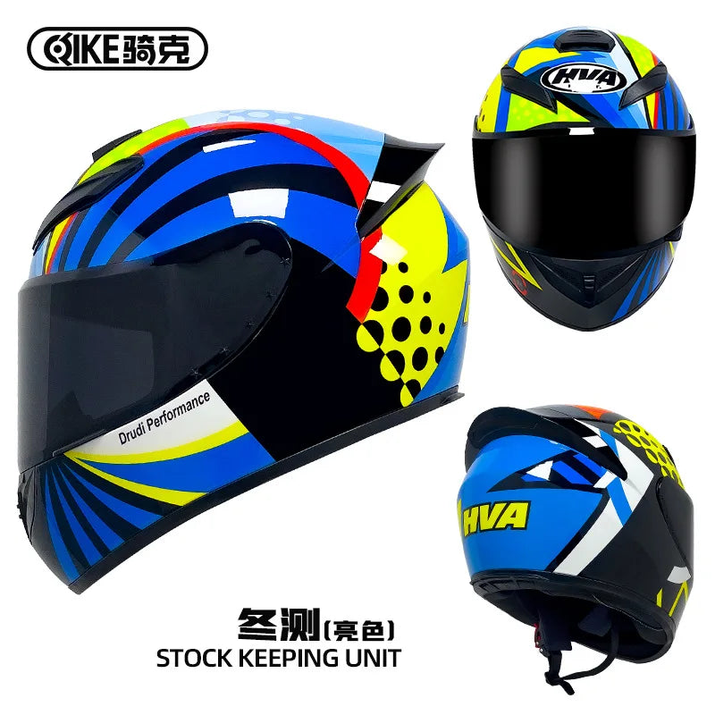 A set of black and yellow motorcycle helmets, including a full face helmet and a half helmet, for riding protection.
