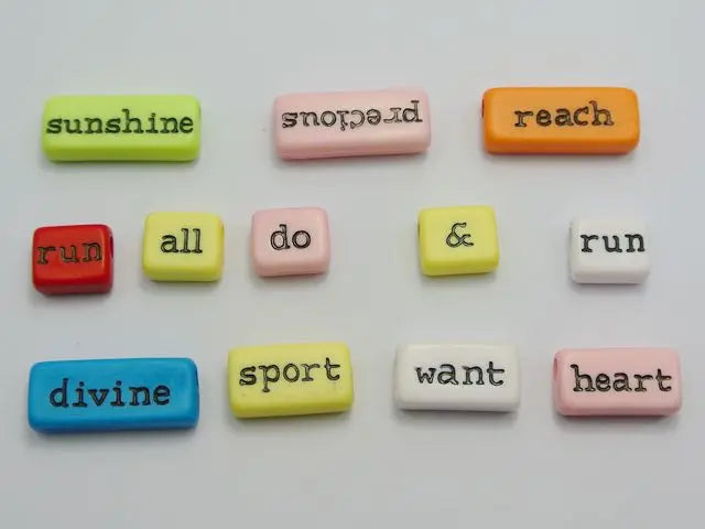Assorted Inspirational Word Beads for Jewelry Making